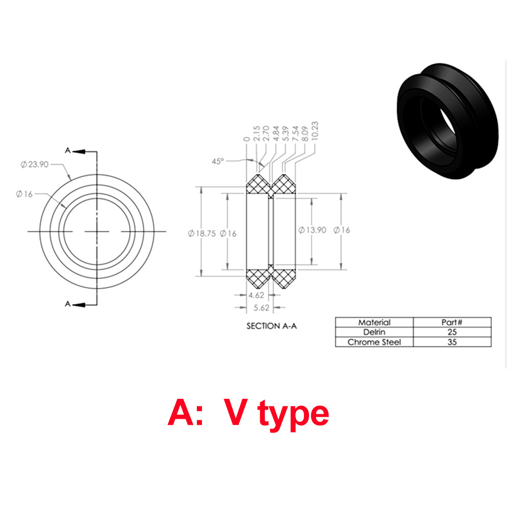 SDPSI10pcs CNC Openbuilds Wheels Plastic POM Small Big V Type Passive Round Wheel Idler Pulley Gear Perlin Wheel for V-Slot C-Be