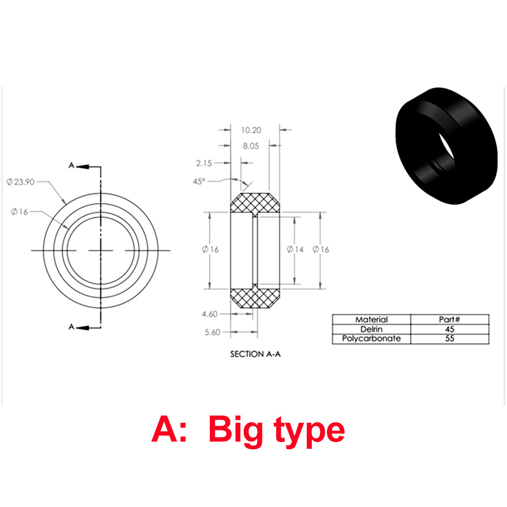 SDPSI10pcs CNC Openbuilds Wheels Plastic POM Small Big V Type Passive Round Wheel Idler Pulley Gear Perlin Wheel for V-Slot C-Be