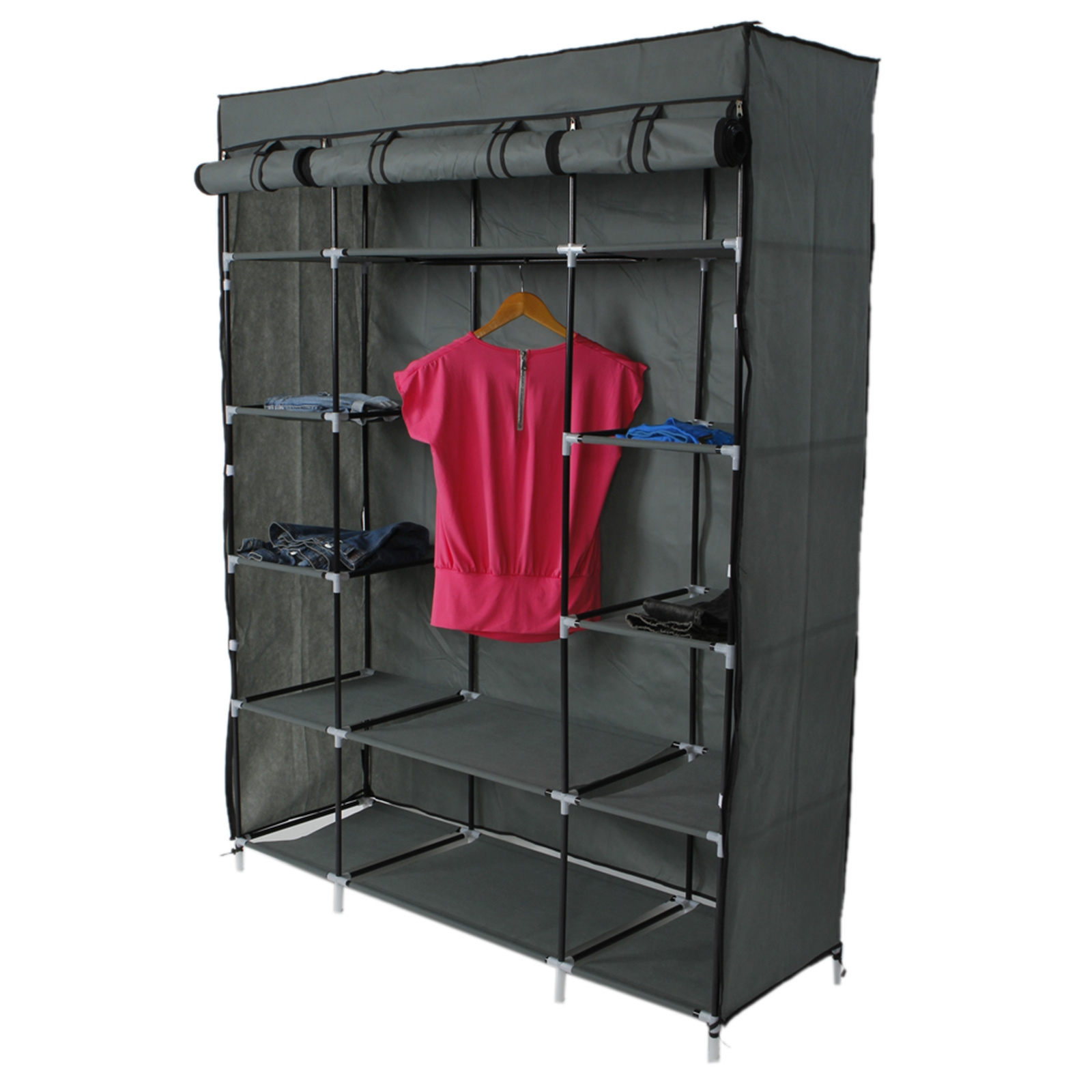 US UK WAREHOUSE  Portable Clothes Closet Wardrobe with Non-Woven Fabric and Hanging Rod