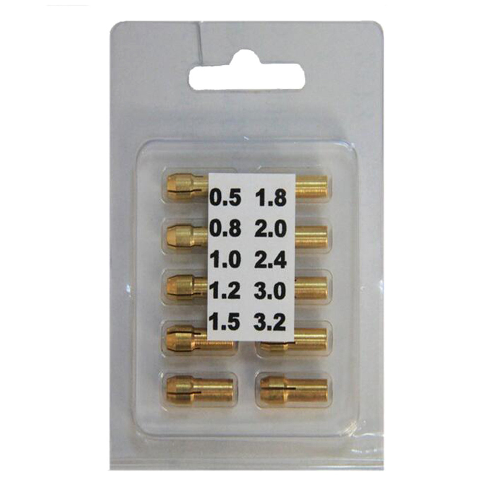 SDPSI10pcs/lot Mini Drill Brass Collet Chuck 4.8mm Shank for Dremel Tool 0.5-3.2mm Drill Lock Nut