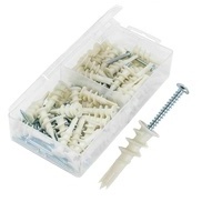 100 Pcs Plastic Expansion Drywall Anchor Kit with Screws Self Drilling Wall Home Pierced for Gypsum Board Fiberboard