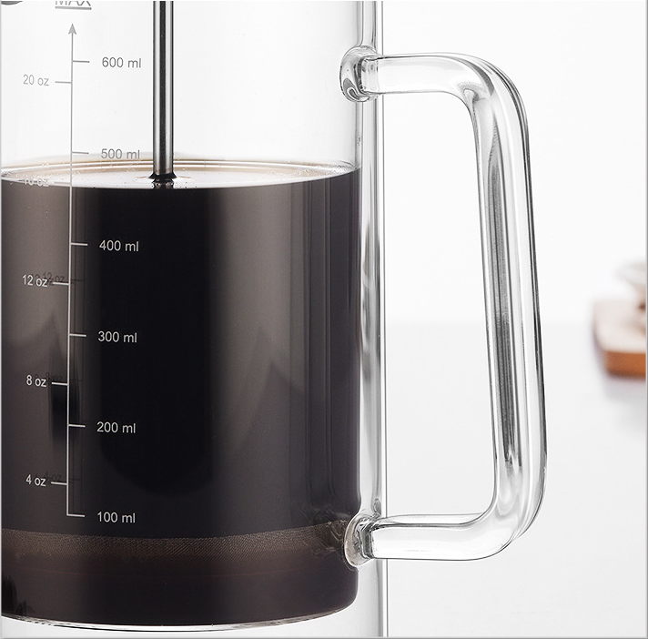 Wholesale French Press Coffee & Tea Maker Heat Resistant Borosilicate Glass Coffee Press with filter screens