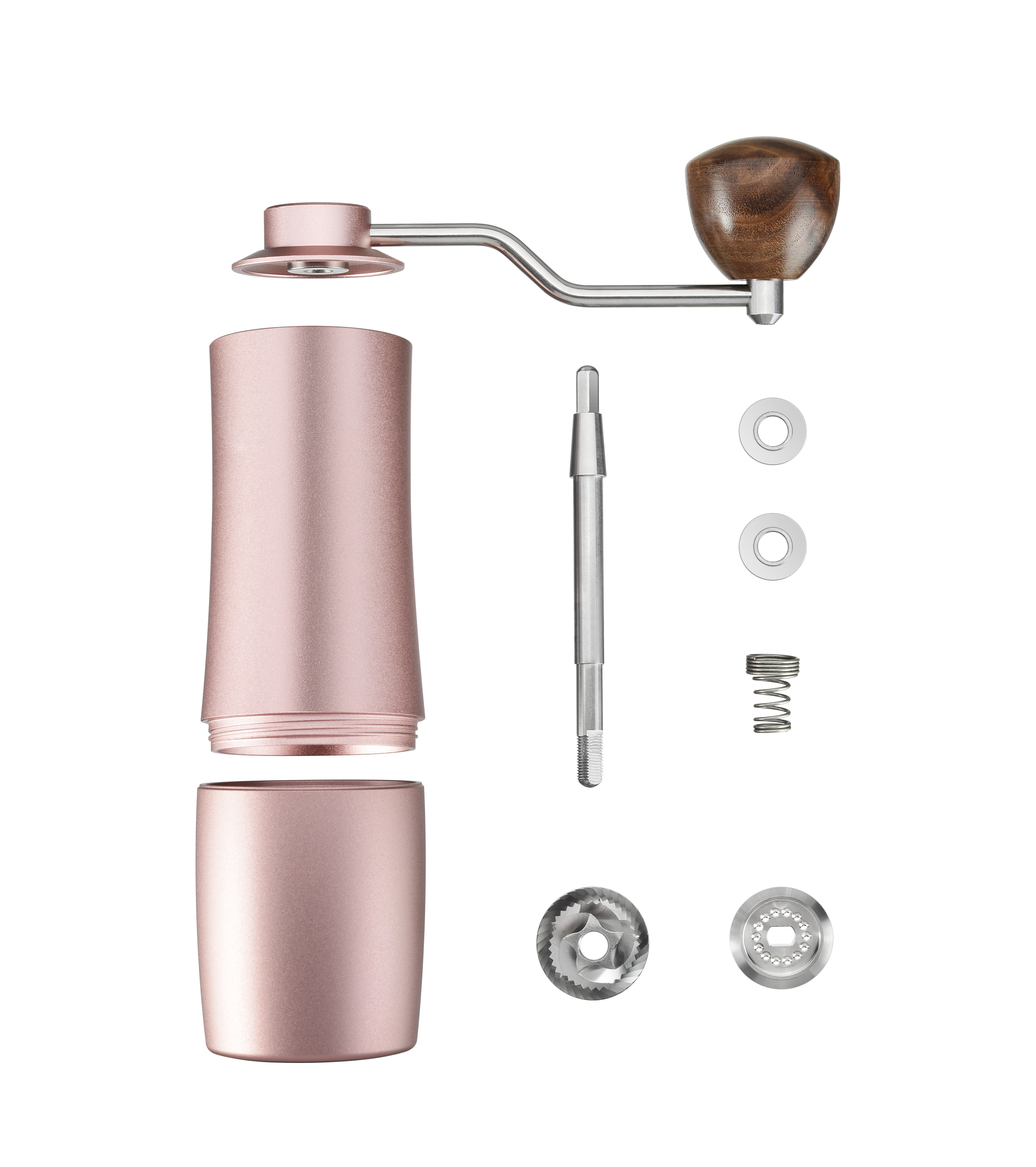 Professional kitchen appliance 25g espresso stainless steel mill flat burr pink cordless manual coffee grinder