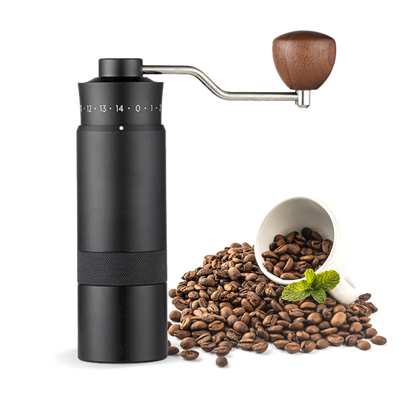 China Factory Aluminum Alloy Body Wood Hand Crank Mill  Manual Coffee Grinder 2023