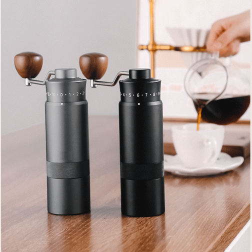 China Factory Aluminum Alloy Body Wood Hand Crank Mill  Manual Coffee Grinder 2023