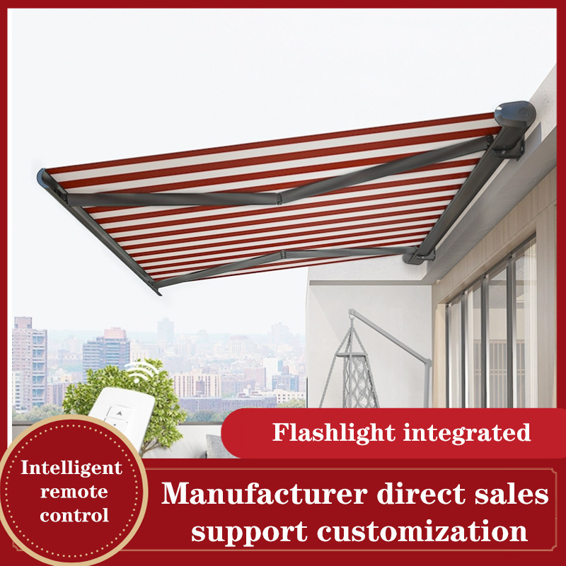 New Design Outdoor Awning Patio Electric Retractable Awning Sun Shade Grey Full Cassette Folding Arm Awning