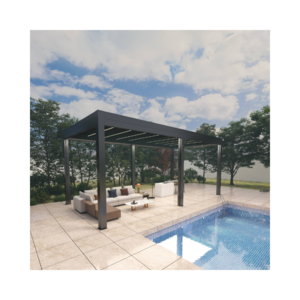 Weatherproof Louvre Roof System Motorized Garden Gazebo Aluminum Pergola Patio Cover with Curtain Electric Metal Powder Coated