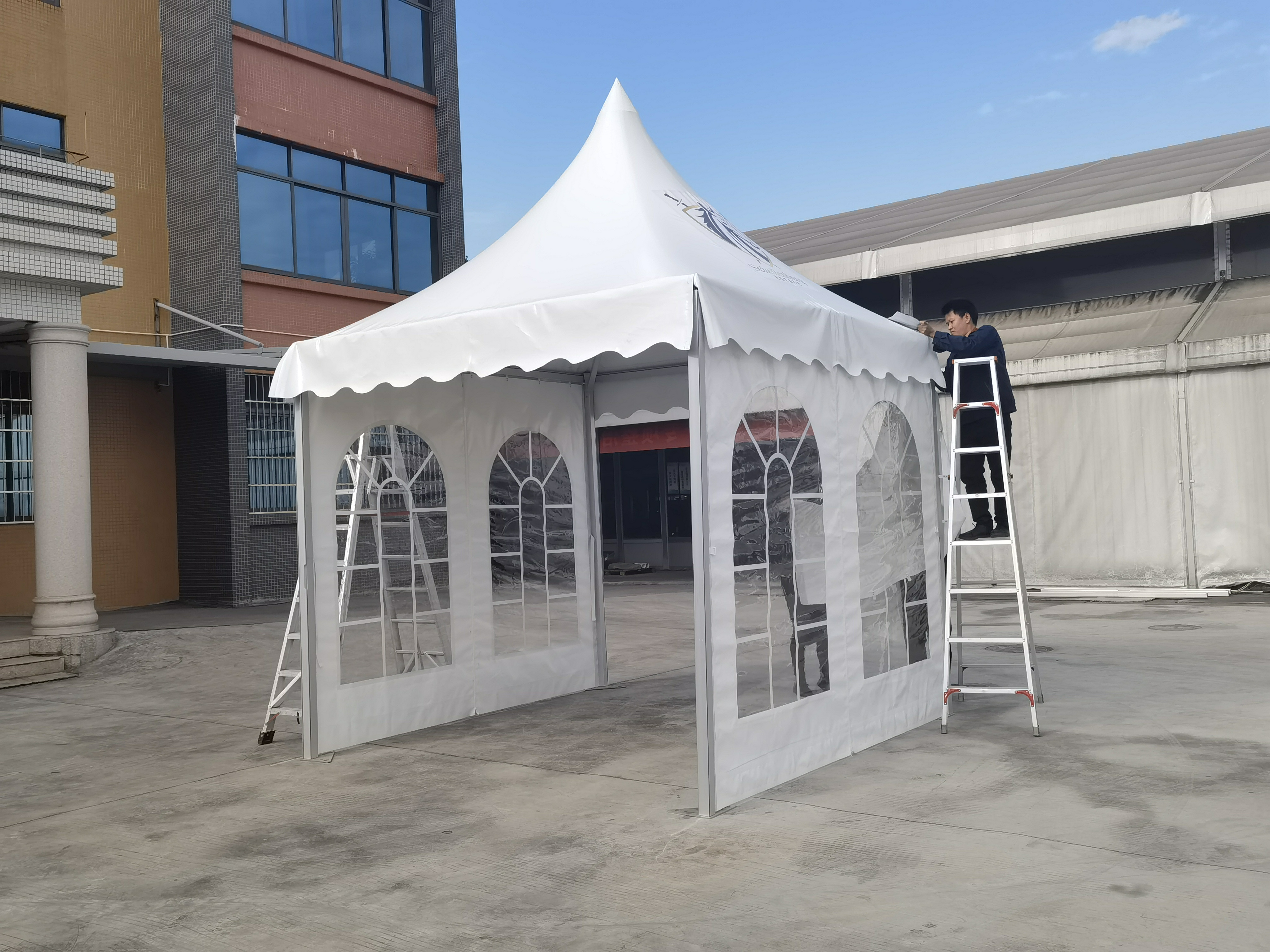 Customized Aluminum Frame PVC Pagoda Tent with White PVC Wall for Outdoor Events and Trade Shows