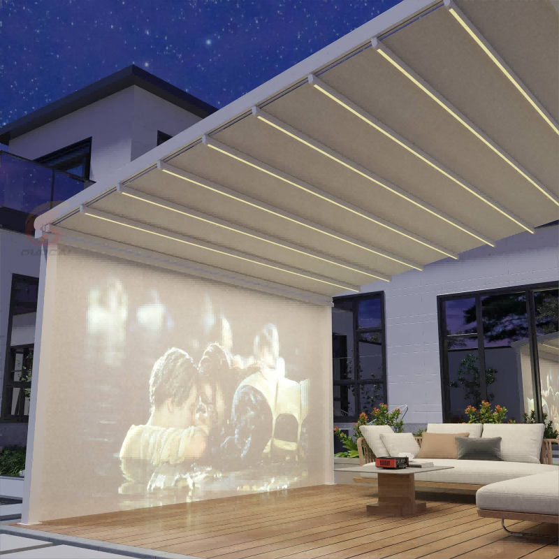 Garden Patio Electric Retractable Pergola Roof Cover System PVC Carton Aluminum Alloy Outdoor Gazebo Customized Size