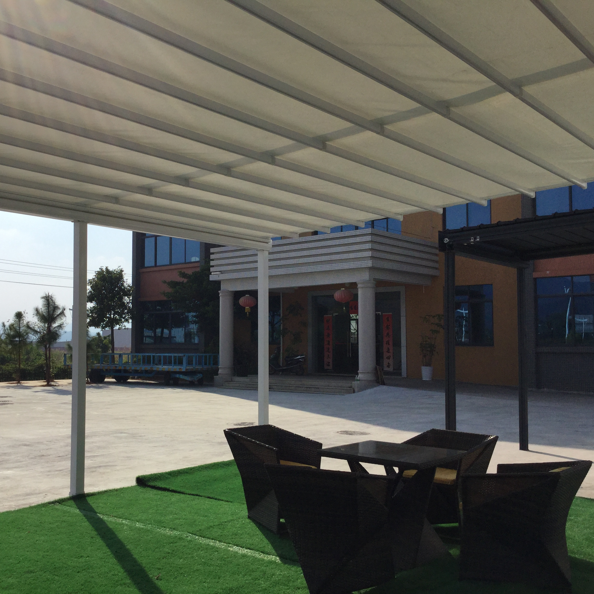 Outdoor Pergola Sun Shade Canopy Awnings Ten Roof Aluminum Store Front Aluminum Automatic Systems Retract Pvc Aluminum Frame