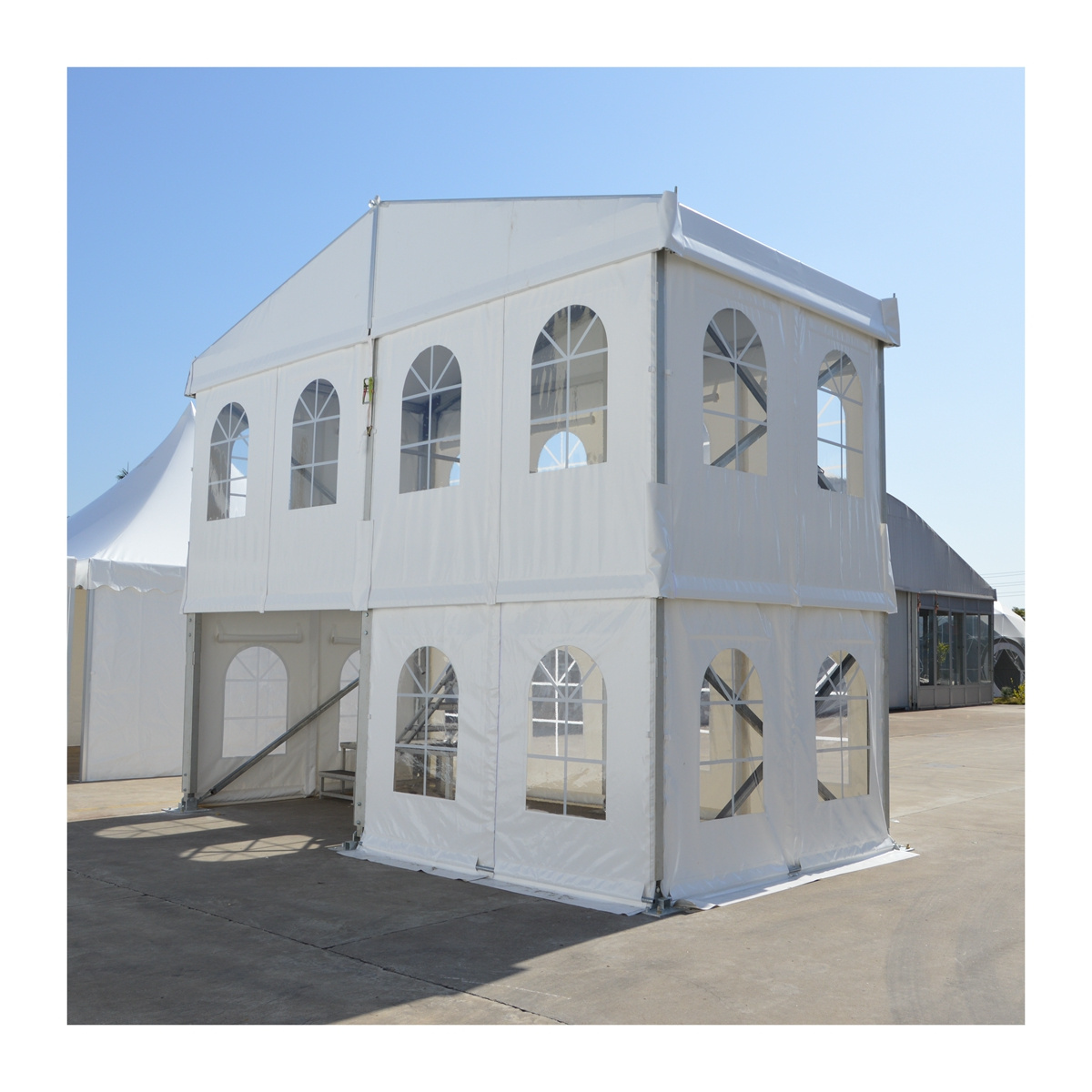 Modern Design 2 Story Tent Aluminum Frame Double Decker Tent Supplied for Events with Landing and Stairs