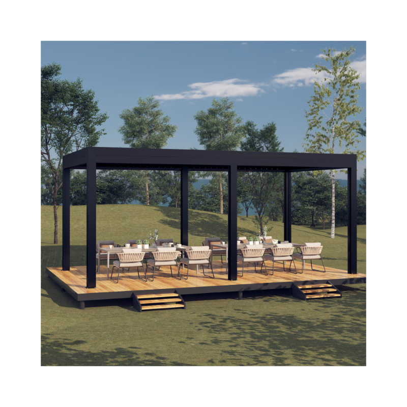 Doors System Pergola Bioclimatique Outdoor Gazebo Windproof Glass Aluminum Customized Color Professional Sunproof Waterproof