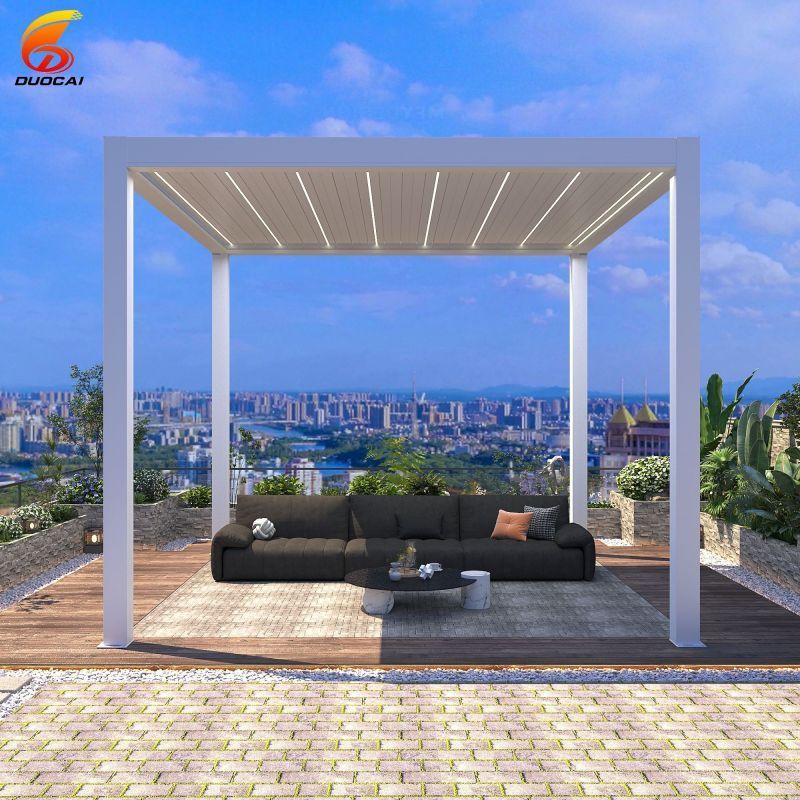 Motorized Remote Control Sun Louvre Roof Gazebo 3x4 Aluminum Pergola Nature Pressure Treated Wood Type Customized Color