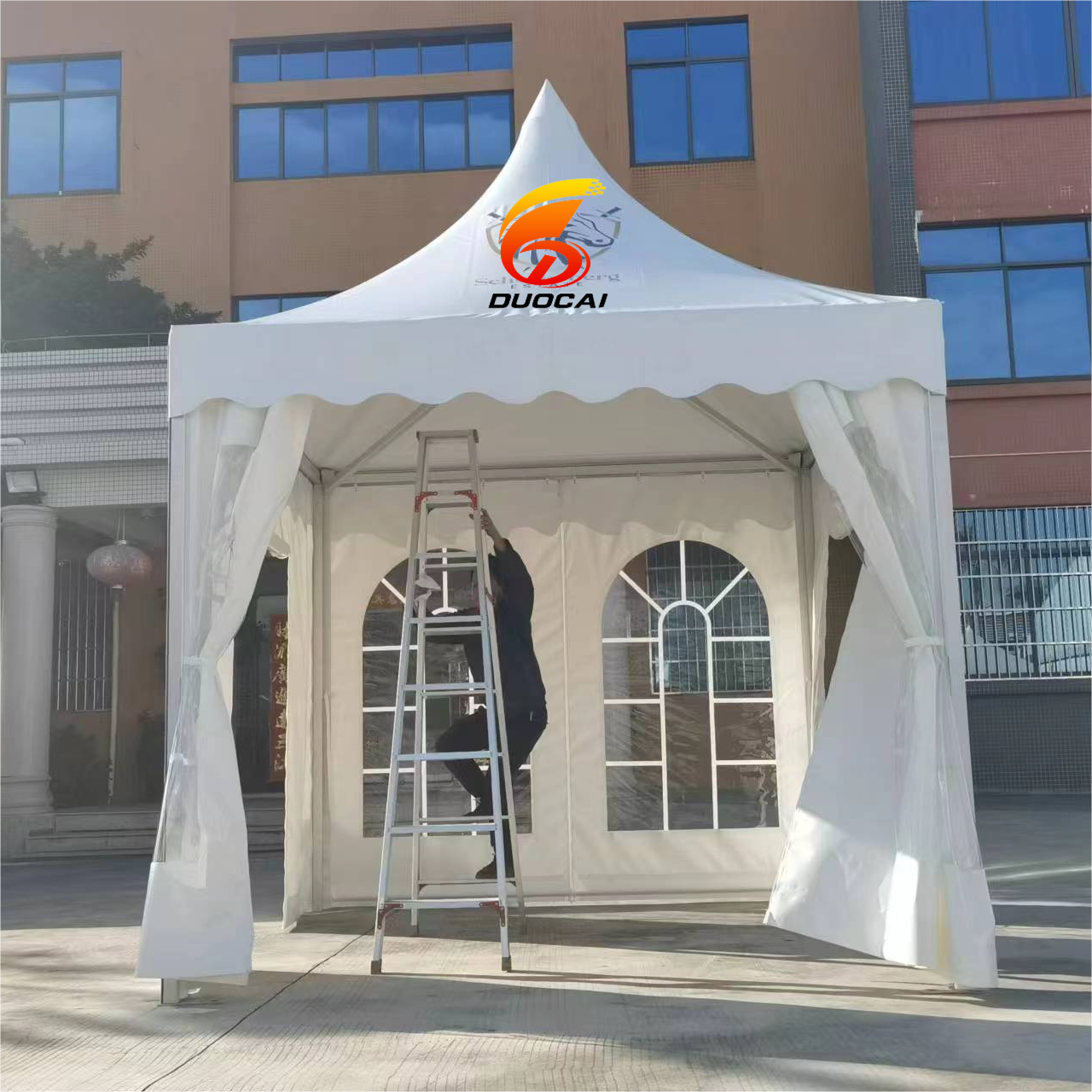 Customized Aluminum Frame PVC Pagoda Tent with White PVC Wall for Outdoor Events and Trade Shows