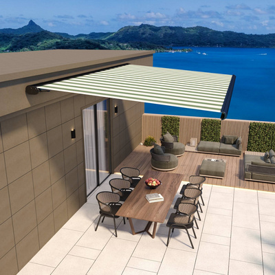 Outdoor Garden Canopy Electric Retractable Awning with Folding Arm Extendable Sun Shade Aluminum Pergola Aluminum Alloy