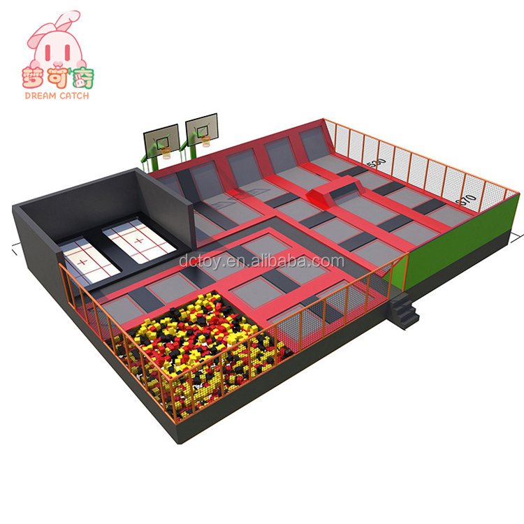 Adult air zone trampoline park indoor equipment,basketball games jumping trampoline