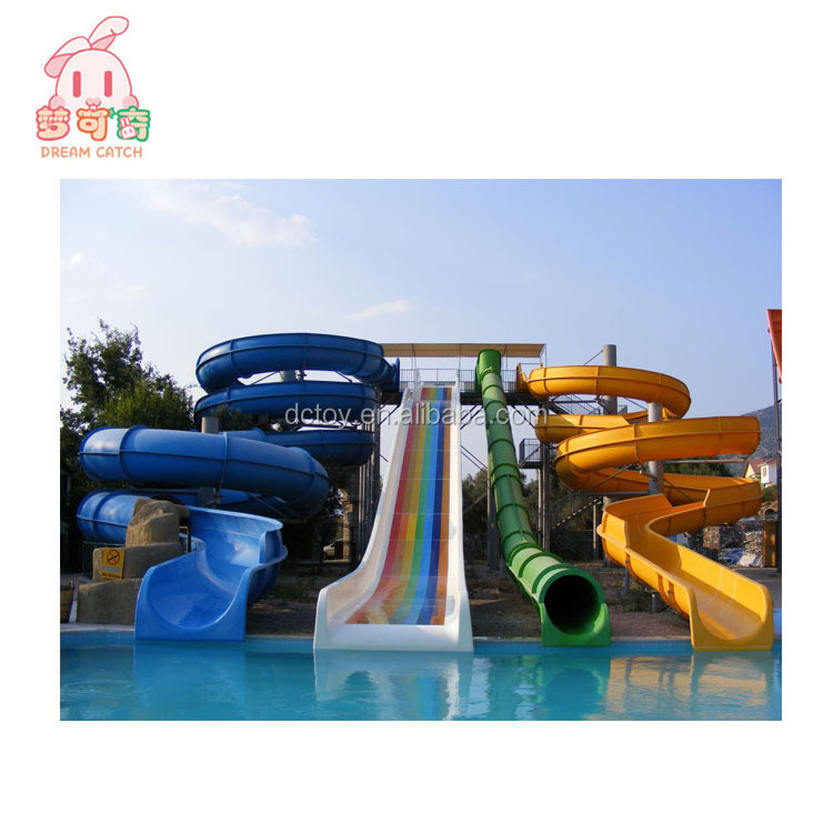 Commercial Open Curving Fiberglass Pool Kids  Water Park  Water Slide For Summer Pool Play