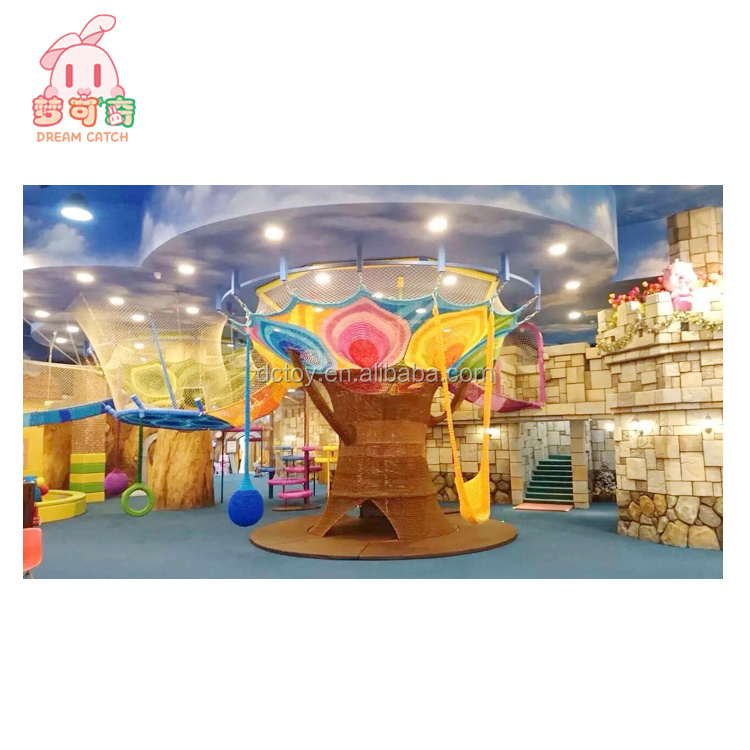 Kids Fitness Attractions Indoor Outdoor Playground Equipment Spider Web Big Rainbow Rope Climbing Net