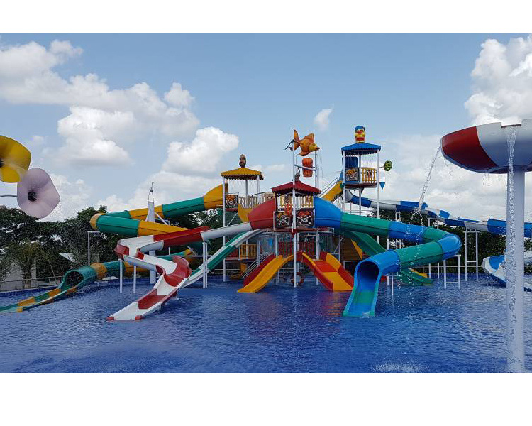 Commercial Open Curving Fiberglass Pool Kids  Water Park  Water Slide For Summer Pool Play