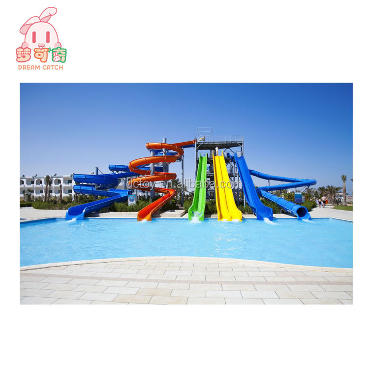 Commercial Open Curving Fiberglass Pool Kids  Water Park  Water Slide For Summer Pool Play