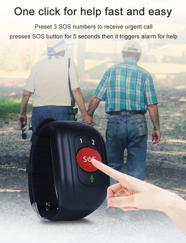 new 4G SOS button two way communication fall down detection GPS tracker smart band watch for elderly and patients