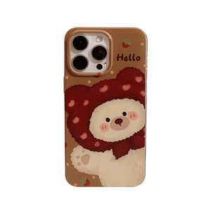 Cute Cartoon Headscarf Teddy Bear Phone Case Anti Drop Case for iPhone 15 Pro max 14 plus 13 12 XR Girl Gift Mobile Phone Case