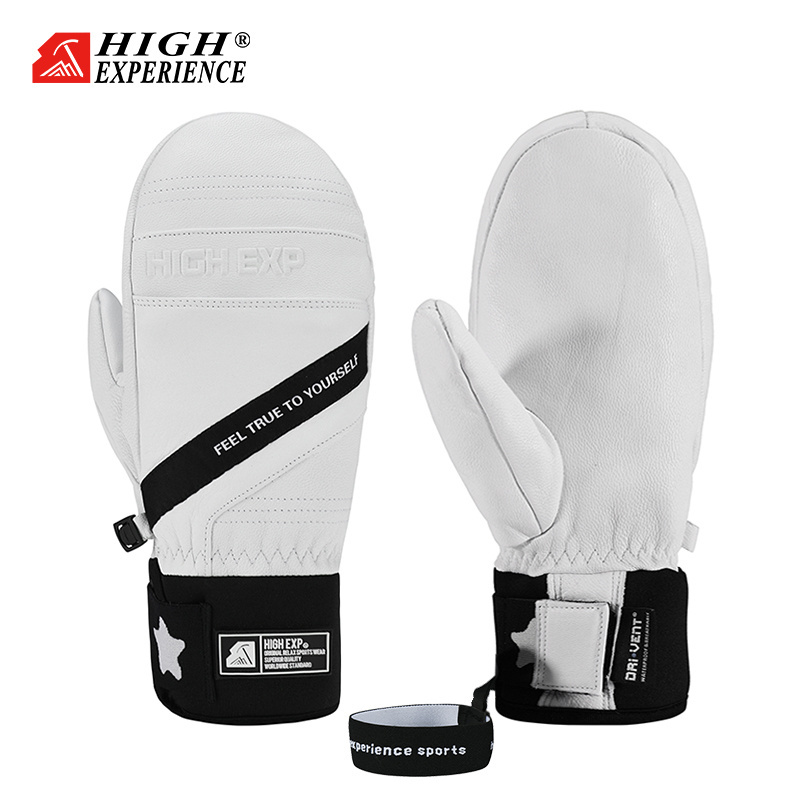 New Design Cold-Proof Windproof Warm White Leather Winter Hunting Shooting Ski Gloves