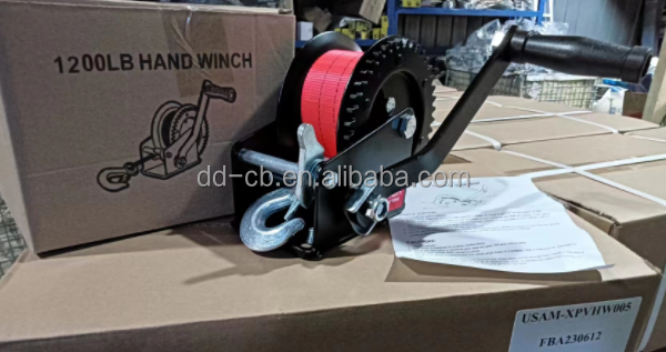 High Quality Manual Hand Winch Boat Trailer Hand Crank Winch with Belt Webbing Strap