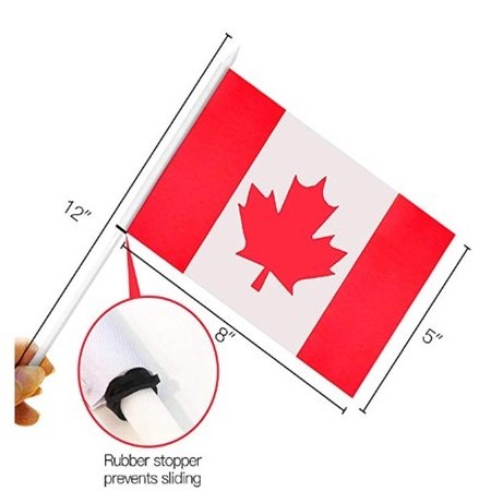 Canada Waterproof Stick Handheld Flag, Canadian Polyester Handheld Mini Flag with 12