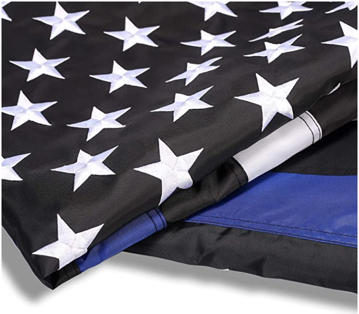 Thin Blue Line Flag 3x5 ft Embroidered Stars Sewn Stripes Black White Blue Red Line American Flag