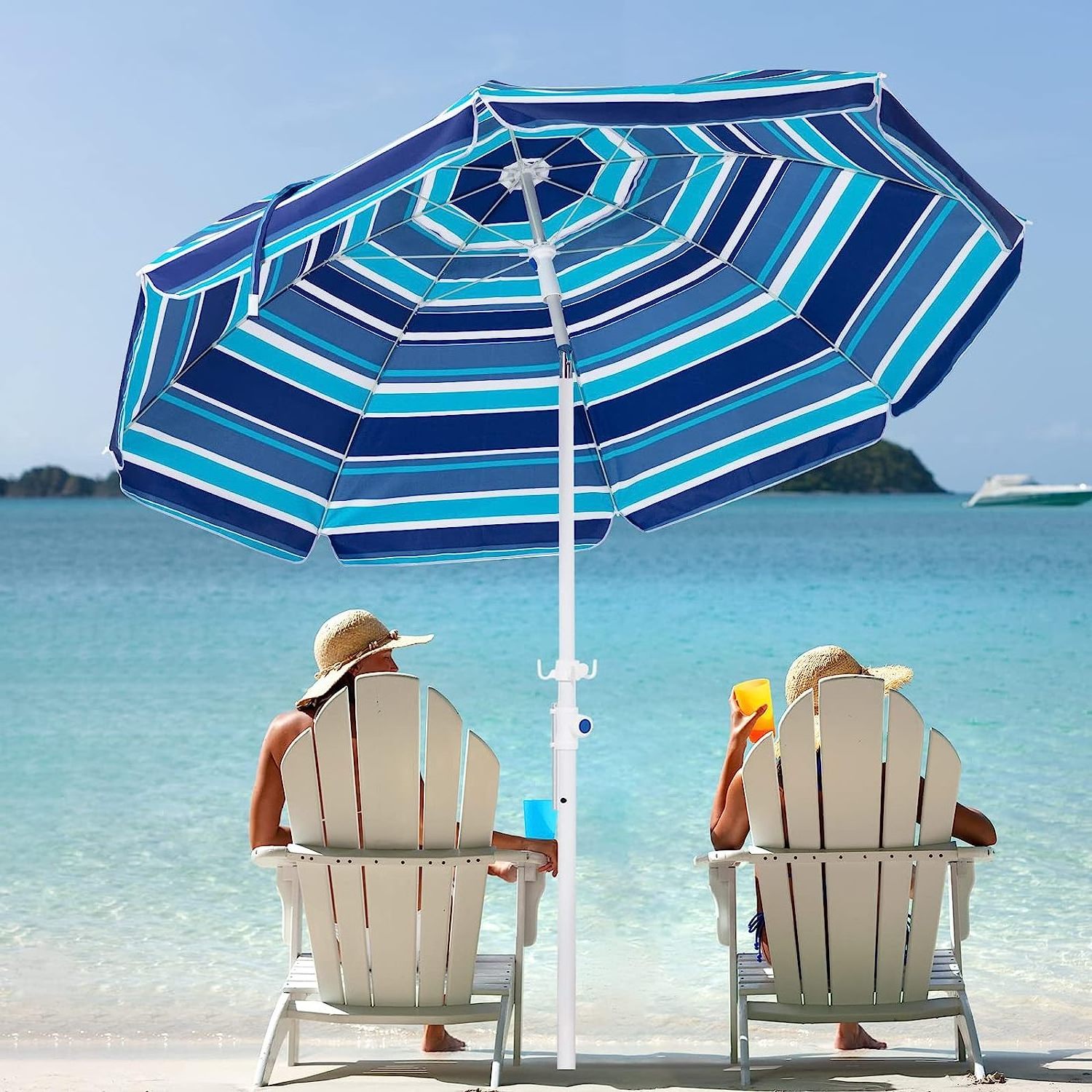 Beach Umbrella with tilt Sun Shelter UV 50+ Protection Outdoor Sunshade Umbrella with Carry Bag for Patio Garden Pool Backyard