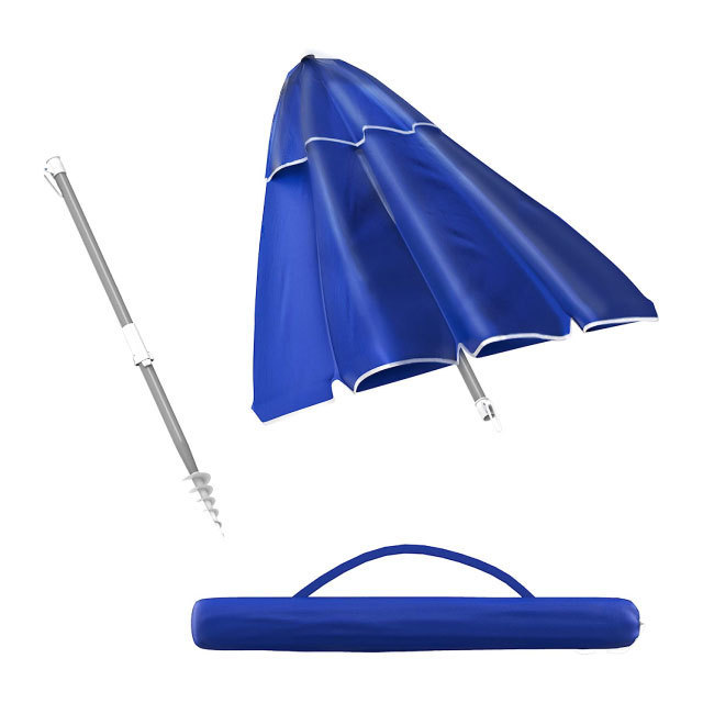 Beach Umbrella for Sand Wind Portable with Tilt Heavy Duty Wind Resistant Striped Umbrellas UV 50+ Parasol with Anchor Screw