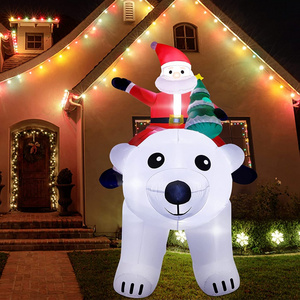 Christmas Inflatable Santa Claus on Polar Bear LED Lights Outdoor Indoor Holiday Decorations, Christmas Blow up Lawn Inflatables