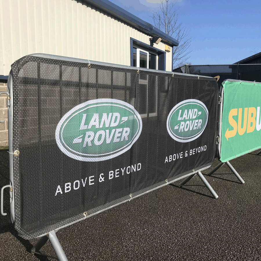 Pedestrian Crowd Barrier Banners and Covers Scrim for Building Sites