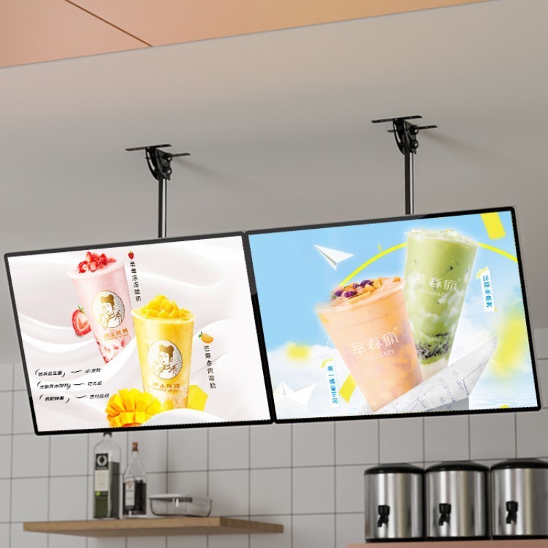 Ceiling Hanging Slim Snap Frame LED Light Box Backlit Menu Board For Restaurant Cafe Shops Wall Mounted Billboard