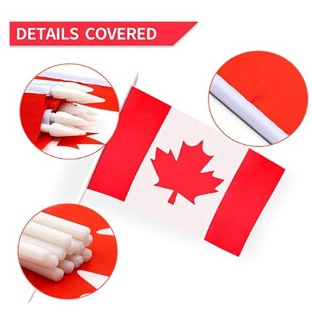 Canada Waterproof Stick Handheld Flag, Canadian Polyester Handheld Mini Flag with 12