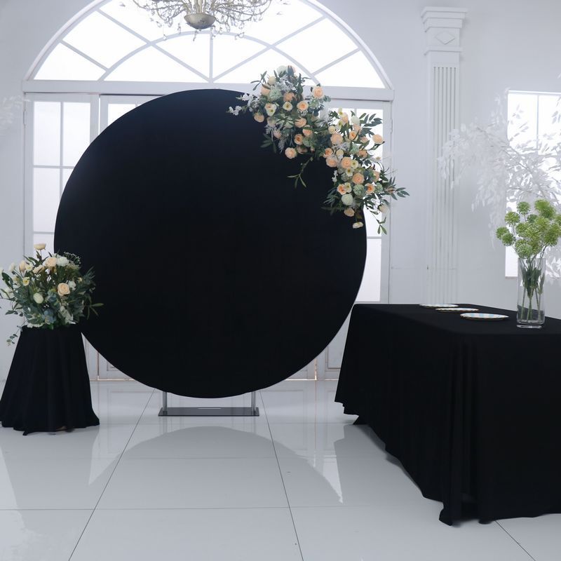 6.5ft 7ft black velvet round wall backdrop stand wedding event stage floral arch Baby Shower swag backdrop decoration