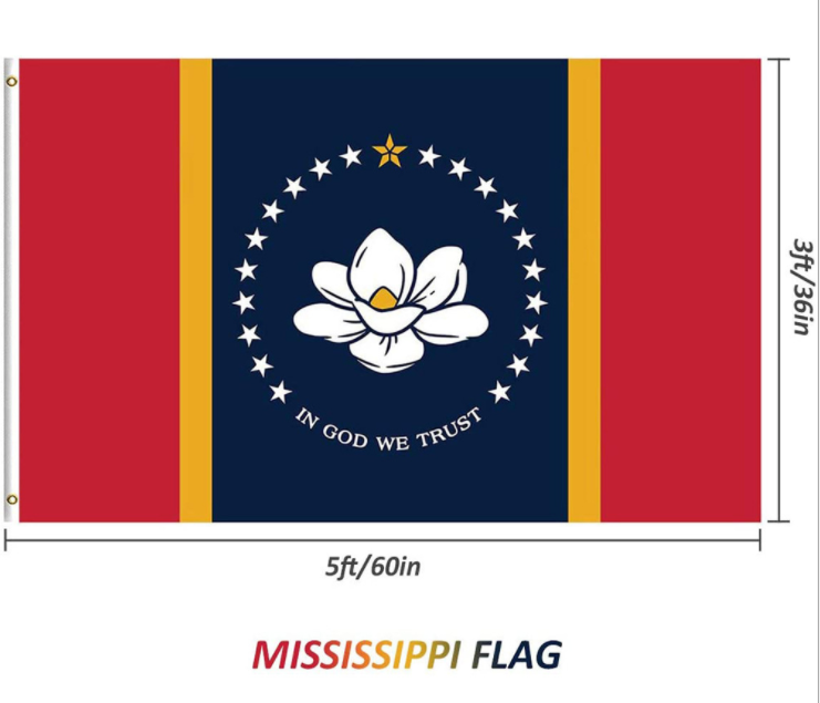 Wholesale 100% Polyester 3x5ft Stock IN GOD WE TRUST US States Of New Mississippi Flag