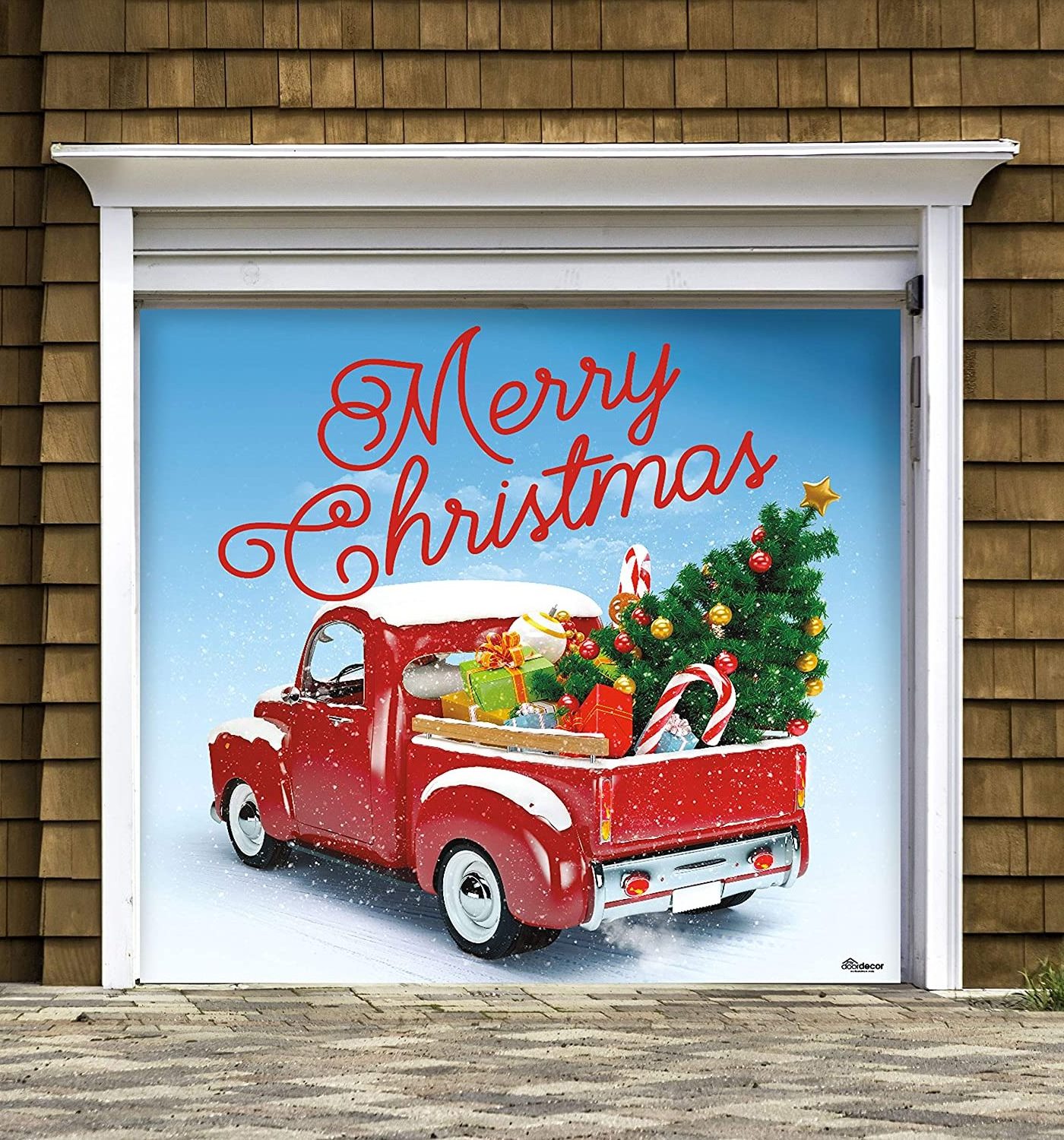 Outdoor Decor Santa's Merry Christmas Garage Door Mural Holiday Decoration Banner