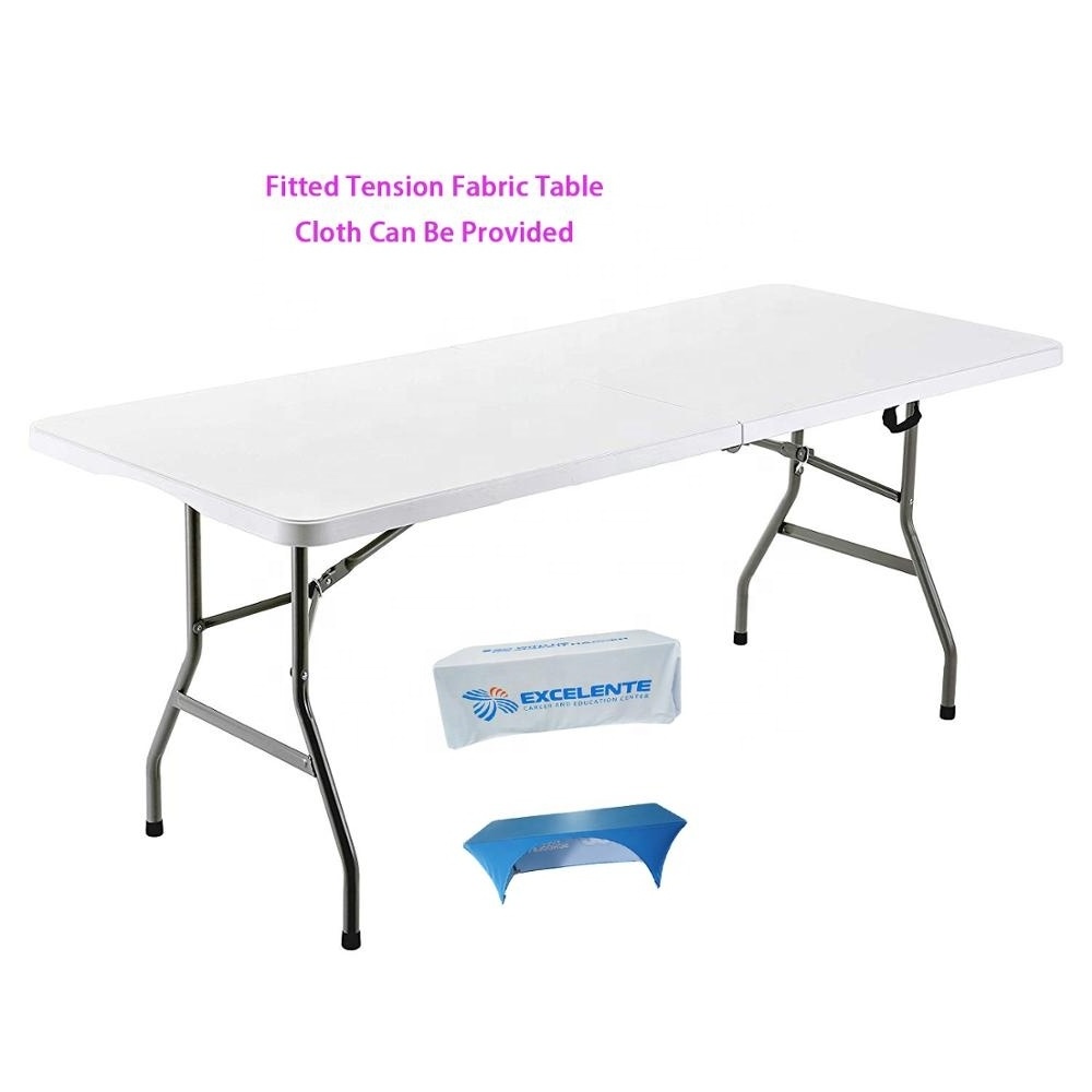 Folding Utility Table, Fold-in-Half Portable Plastic Picnic Party Dining Camp Table