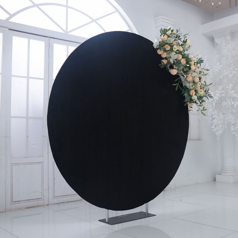 6.5ft 7ft black velvet round wall backdrop stand wedding event stage floral arch Baby Shower swag backdrop decoration