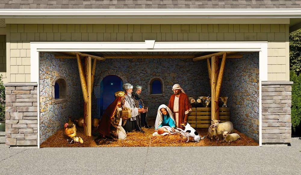 7 x 16ft Christmas Decoration Holiday Garage Door Banner Mural Wall Banner