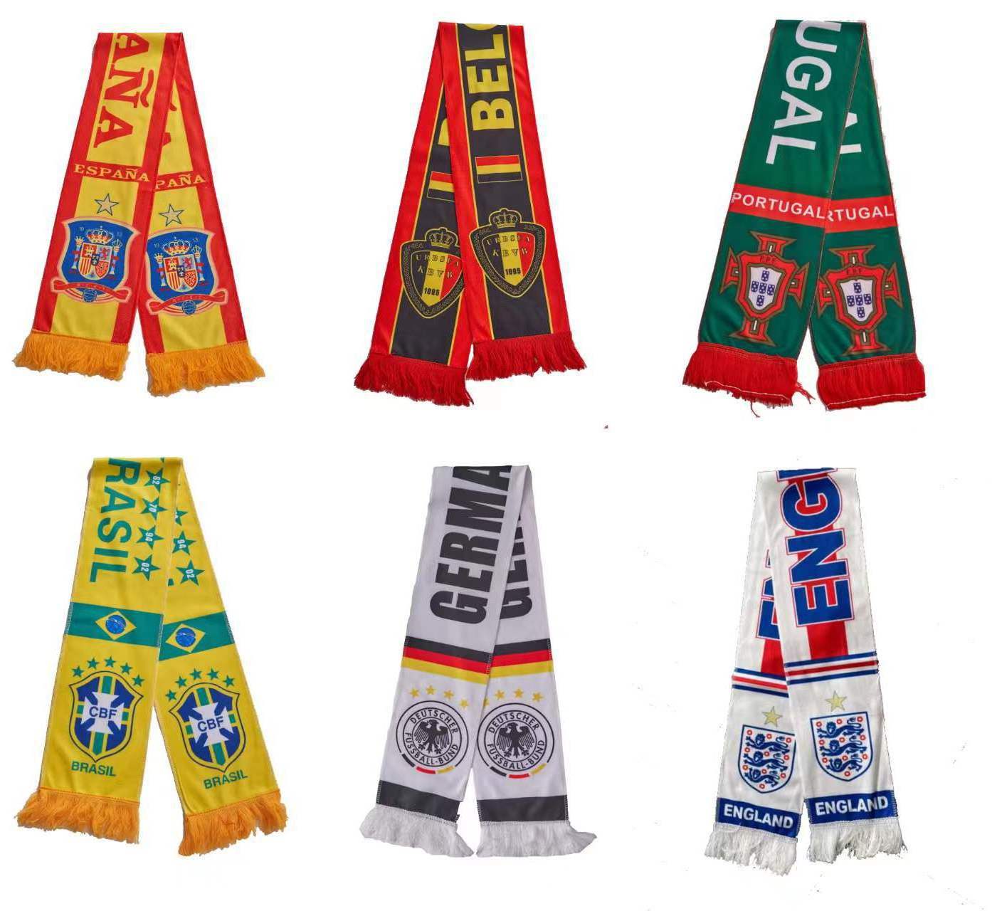 Custom Made Polyester Satin Knitted Polyester Fleece Material Football Scarf Football Fan Accessories Knitting Soccer Scarf