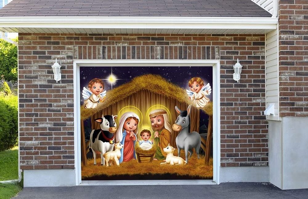 Outdoor Decor Santa's Merry Christmas Garage Door Mural Holiday Decoration Banner