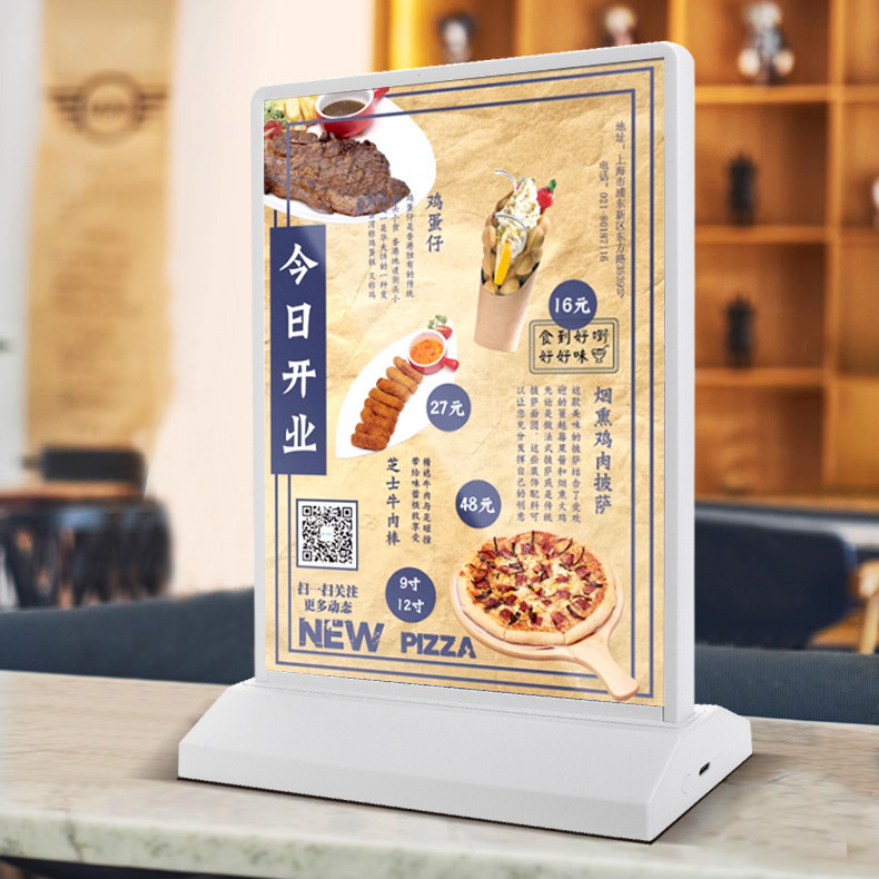 Rechargeable A4 A5 Desktop Poster Banner Display Backlit LED Light Box Sign For Menu Advertising