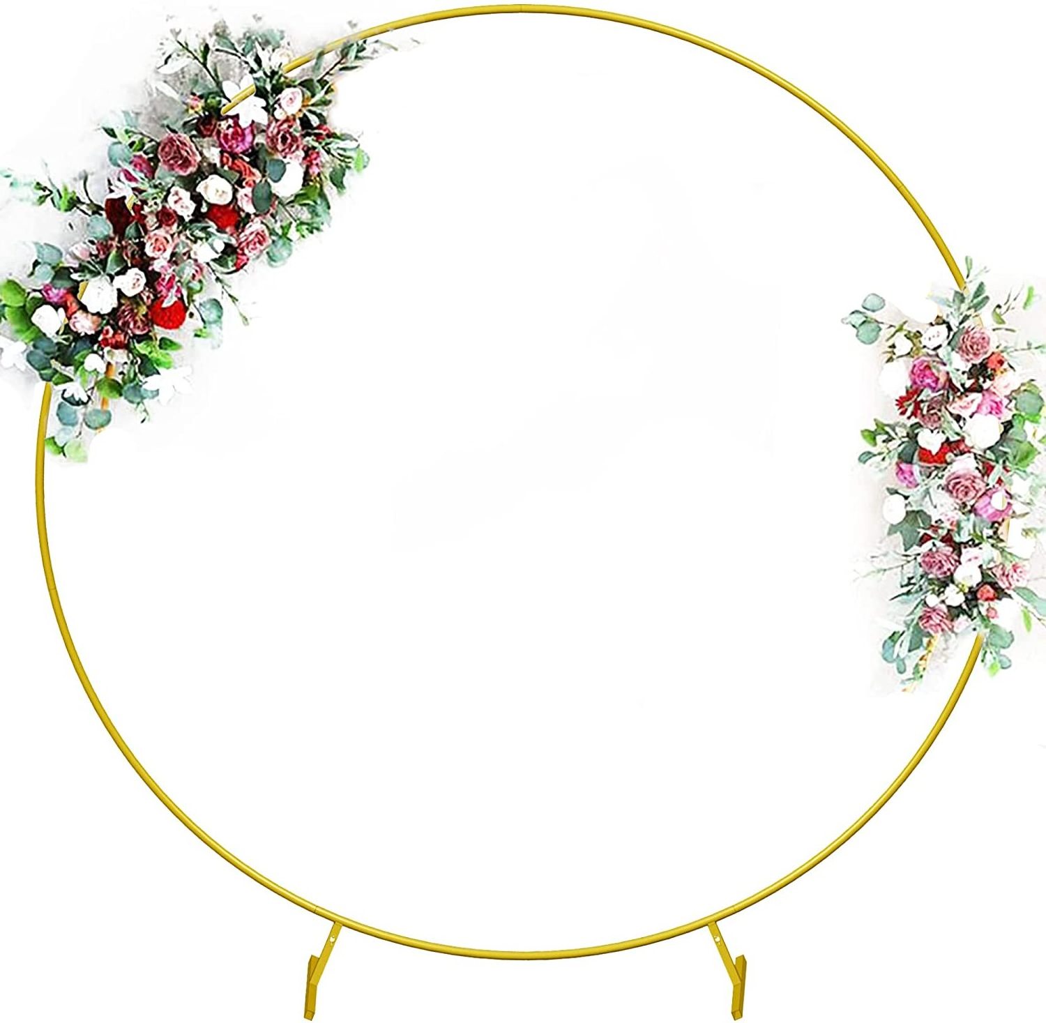 Circle Stand Balloon Arch Gold Metal Round Wedding Arch Photo Booth Backdrop Floral Background Decoration for Bridal Shower