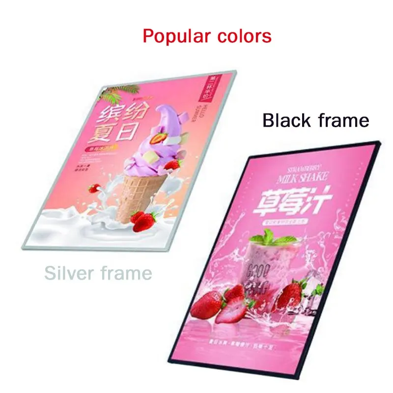 Ultra-thin Tempered Glass Advertising LED Light Box Menu Board Poster With Aluminum Frame High Brightness Lights For Restaurant