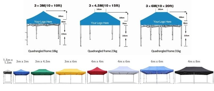 Outdoor 10x10 ft 10x20ft Aluminum Frame Custom Design Folding Gazebo Tent for Event Trade Show Canopy Advertising Tent