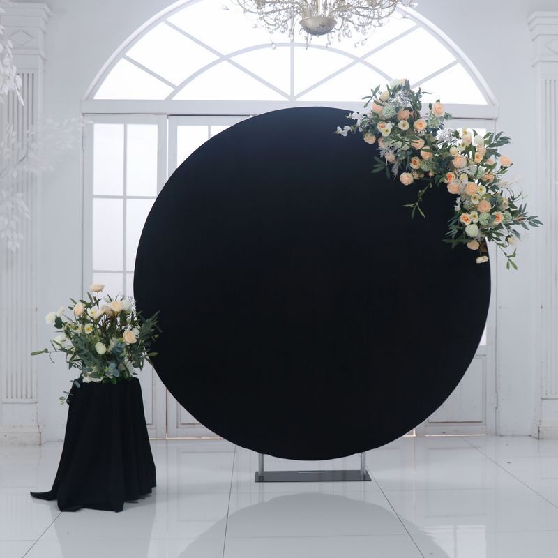 6.5ft 7ft black velvet round wall backdrop stand wedding event stage floral arch Baby Shower swag backdrop decoration