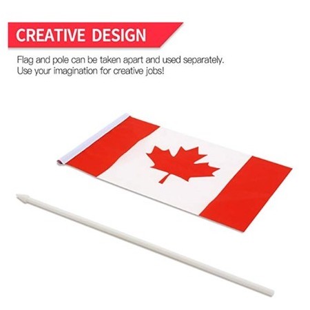 Canada Waterproof Stick Handheld Flag, Canadian Polyester Handheld Mini Flag with 12